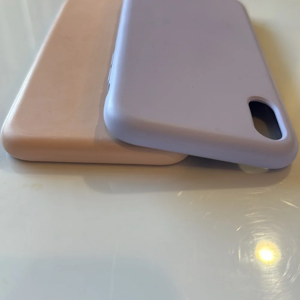 Set of Two Cordking iPhone XR Silicone Ultra Slim Cases Pink & Purple
